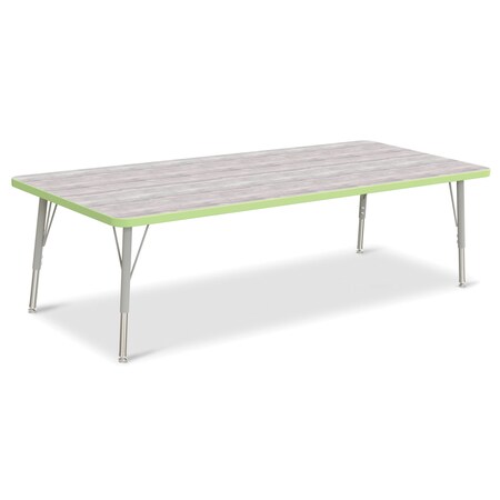 Jonti-Craft Berries Rectangle Activity Table, 30 in. x 72 in., E-height, Driftwood Gray/Key Lime/Gray 6413JCE451